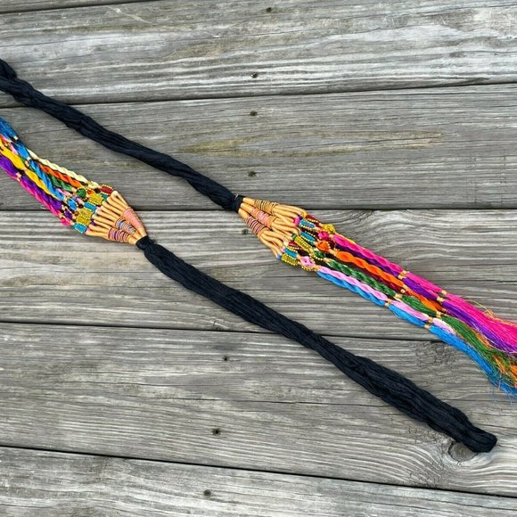 Paranda Hair Accessory Black with Multi color Traditional Hair Paranda Lot of 2 main image 11